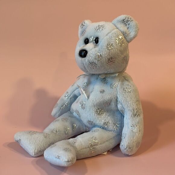 Ty Beanie Babies 2002 Flaky the Blue Bear with Silver Snowflakes Excellent Used… - Picture 5 of 8